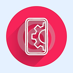 White line Software, web development, programming concept icon isolated with long shadow. Programming language and