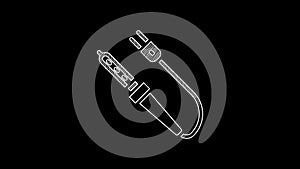 White line Soldering iron icon isolated on black background. 4K Video motion graphic animation