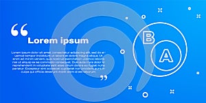 White line Subsets, mathematics, a is subset of b icon isolated on blue background. Vector