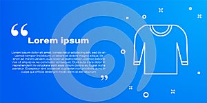 White line Sweater icon isolated on blue background. Pullover icon. Vector Illustration