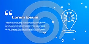 White line System bug concept icon isolated on blue background. Code bug concept. Bug in the system. Bug searching