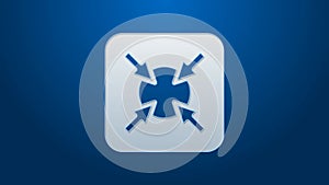 White line Target financial goal concept icon isolated on blue background. Symbolic goals achievement, success. 4K Video