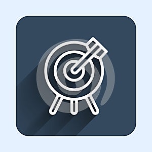 White line Target financial goal concept icon isolated with long shadow background. Symbolic goals achievement, success