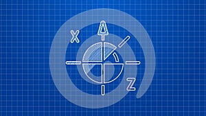 White line Trigonometric circle icon isolated on blue background. 4K Video motion graphic animation