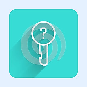 White line Undefined key icon isolated with long shadow. Green square button. Vector Illustration