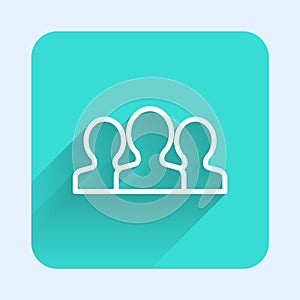 White line Users group icon isolated with long shadow. Group of people icon. Business avatar symbol - users profile icon