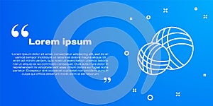 White line Yarn ball icon isolated on blue background. Label for hand made, knitting or tailor shop. Vector Illustration