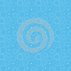 White linear circle with white star pattern blue background