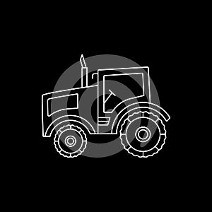 White linear tractor icon