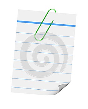 White lined paper with clip