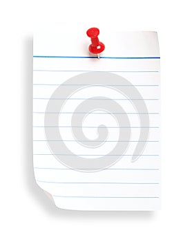 White lined paper and push nail(with clipping path)