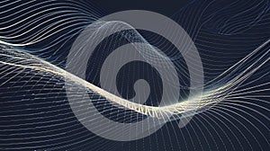 Abstract Waves Pattern Made of White Thin Lines on a Dark Background