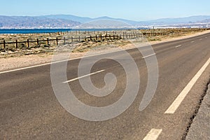 White lines on empty road photo