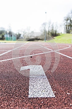 White lines and texture of running racetrack