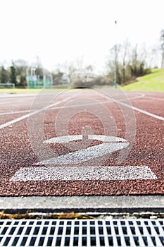 White lines and texture of running racetrack