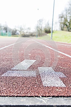 White lines and texture of running racetrack