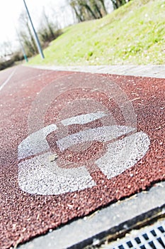 White lines and texture of running racetrack