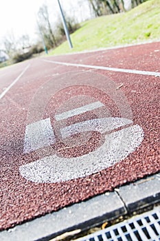 White lines and texture of running racetrack