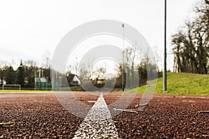 White lines and texture of running racetrack