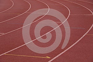 White lines on a turn on an athletics track