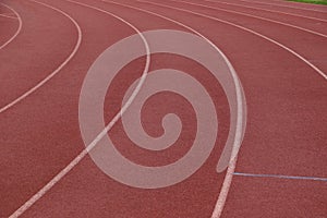 White lines on a turn on an athletics track