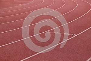White lines on a turn on an athletics track