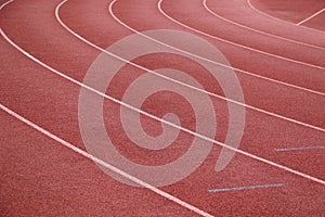 White lines on a turn on an athletics track