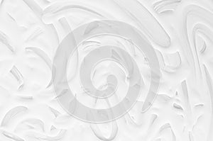 White liquid paint texture with smooth curly curved random lines as simple abstract background.