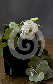 White lisianthus flower on abstract bouquet