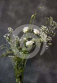 White lisianthus flower on abstract bouquet