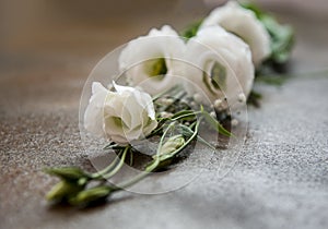White lisianthus flower on abstract bouquet