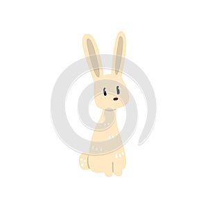 White little bunny, cute rabbit cartoon character vector Illustration on a white background