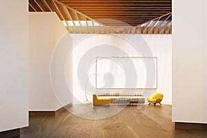 White living room, whiteboard, front, toned