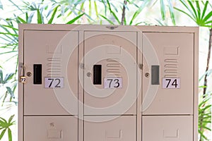 White lockers for safe storage There are numbers attached for memorization