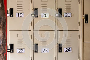 White lockers for safe storage There are numbers attached for memorization photo