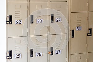 White lockers for safe storage There are numbers attached for memorization photo