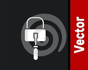 White Lockpicks or lock picks for lock picking icon isolated on black background. Vector