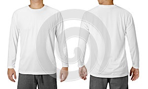 White Long Sleeved Shirt Design Template isolated on white photo