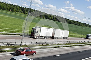 White lorry in countryside