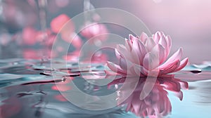 white lotos flower in pond, symbol of wesak day. 3d illustration