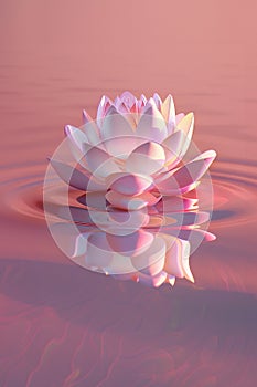 white lotos flower in pond, symbol of wesak day. 3d illustration