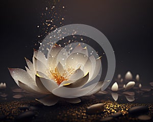 White lotus with golden sand.
