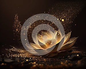 White lotus with golden sand.