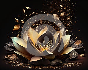 White lotus with golden sand.