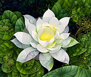 White lotus waterliliy flower - Generative AI