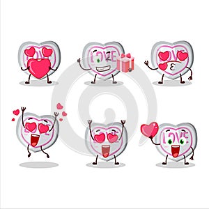 White love candy cartoon character with love cute emoticon