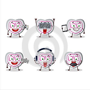 White love candy cartoon character are playing games with various cute emoticons