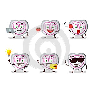 White love candy cartoon character with various types of business emoticons