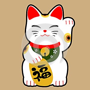 white lucky cat cute Japanese graphic design
