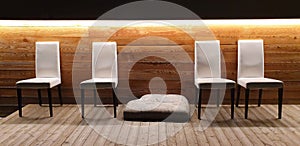 White luminous chairs at night